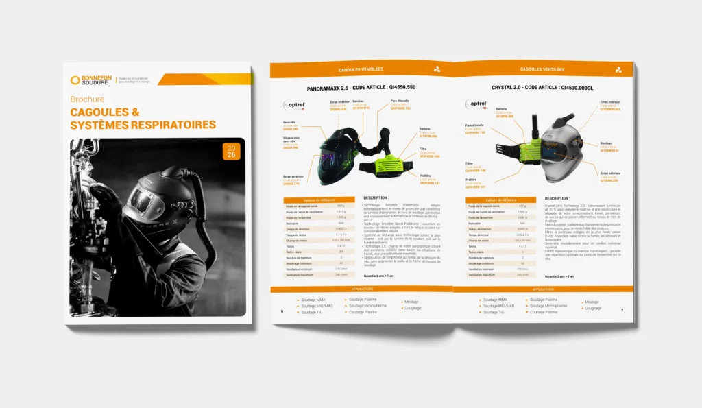 Mockup brochure cagoules et systèmes respiratoires