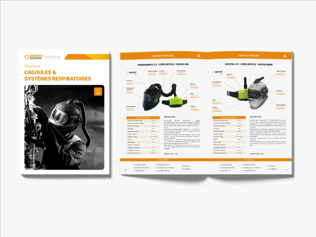 Mockup brochure cagoules et systèmes respiratoires